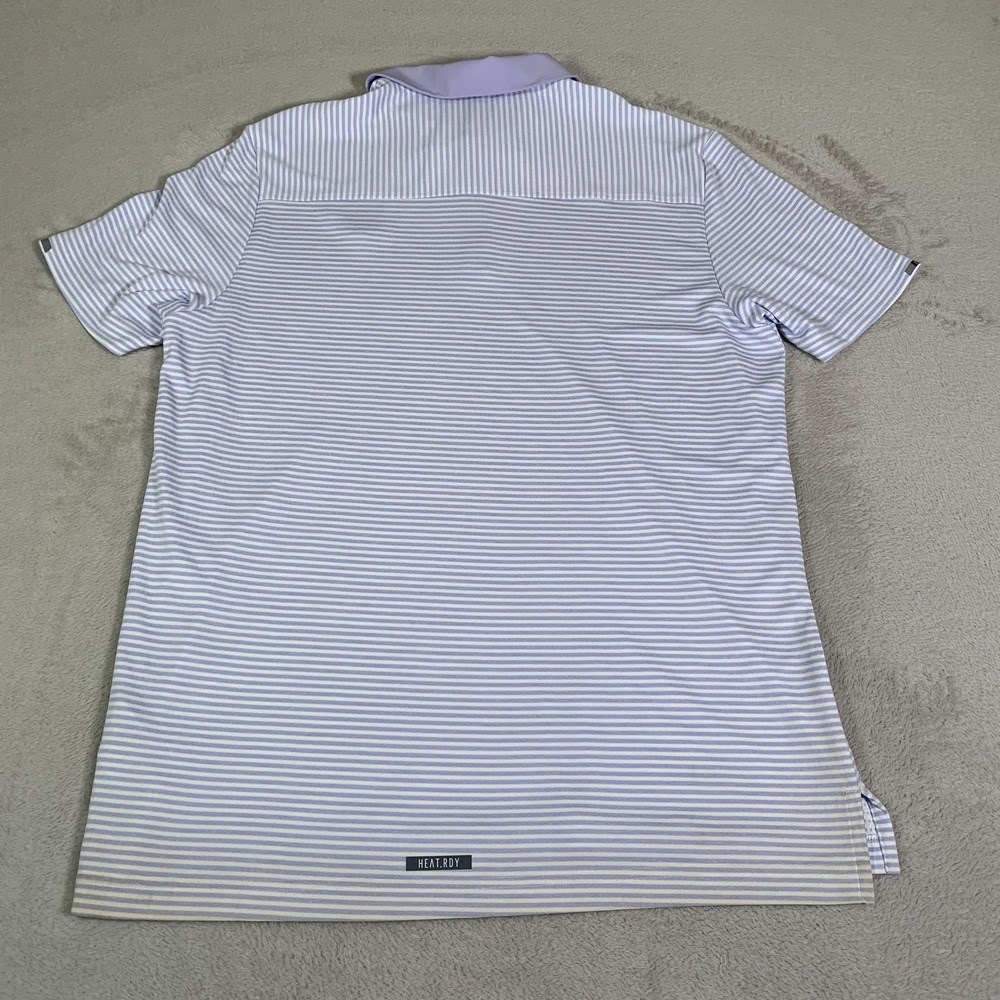 Adidas Polo Shirt Mens Large Purple Stripe Pebble Beach Golf HEAT RDY Primegreen - Picture 11 of 11